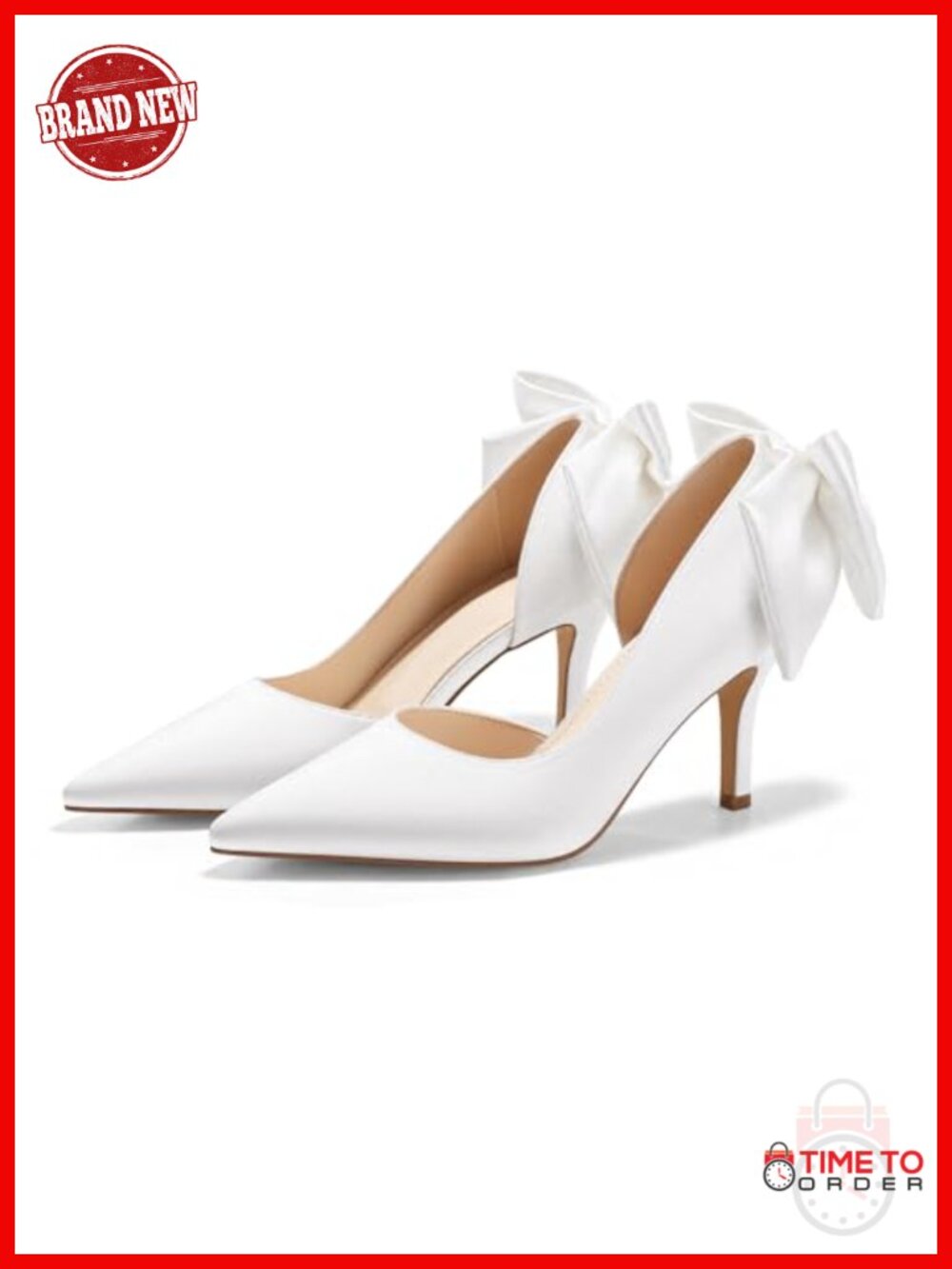 Coutgo Women's Satin D'Orsay Stiletto Heels Closed Toe Bow Pumps